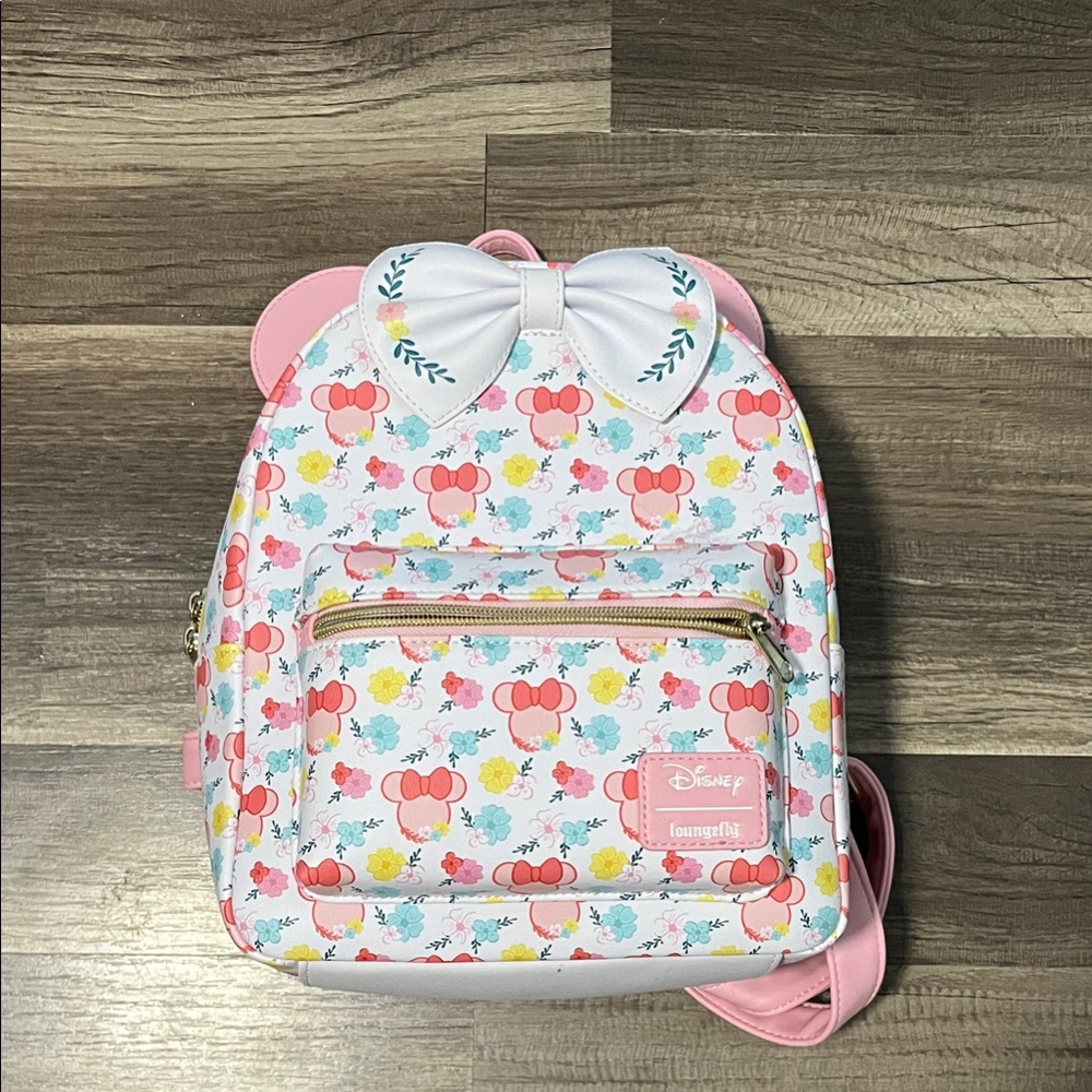 Disney Loungefly Backpack with Pink and Yellow Floral Design